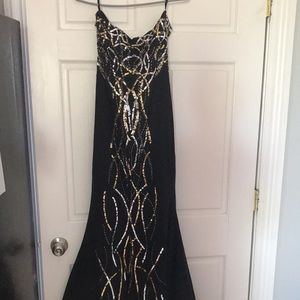 Black Mermaid Dress with silver and gold beading